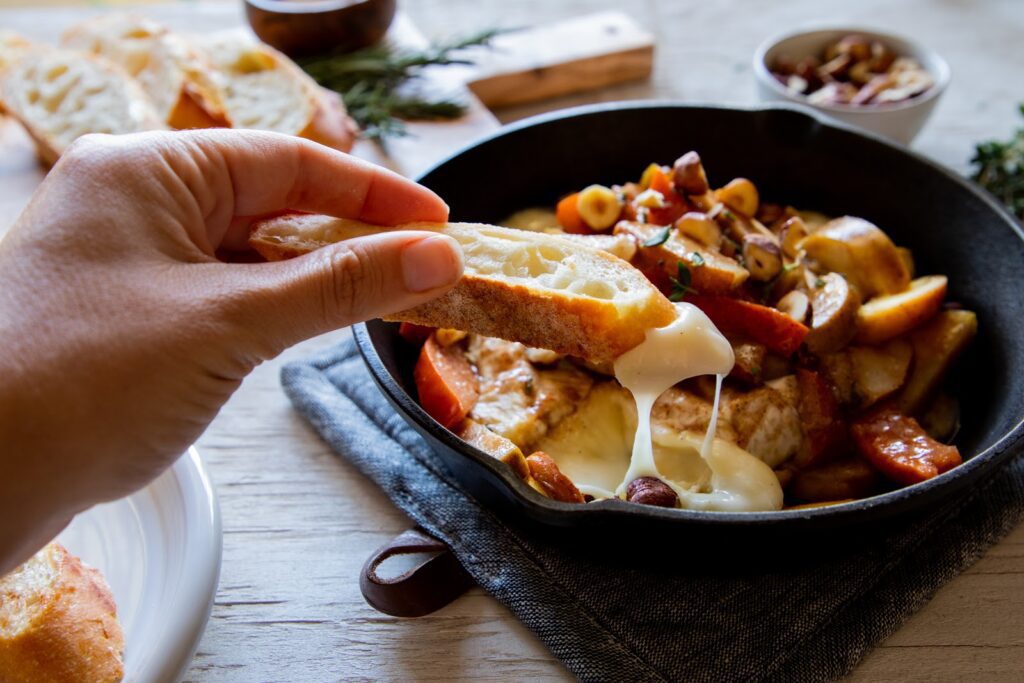 Baked Brie with Spiced Persimmons and Pears