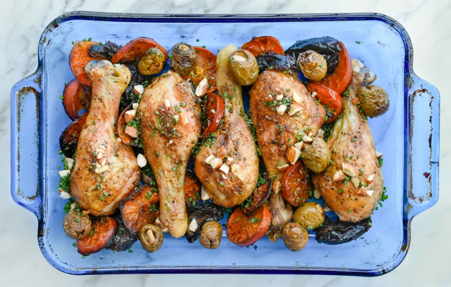 Fennel and Olive Roasted Chicken with Dates and Clementines