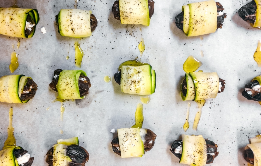 Farmers Market Feast: Zucchini-Wrapped, Feta-Stuffed Dates