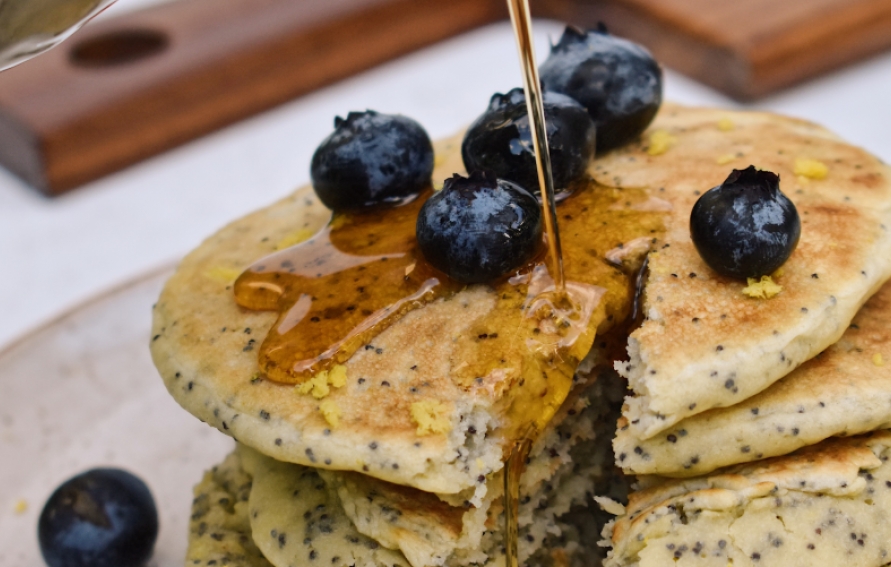 Naturally Vegan Lemon Poppy Seed Pancakes