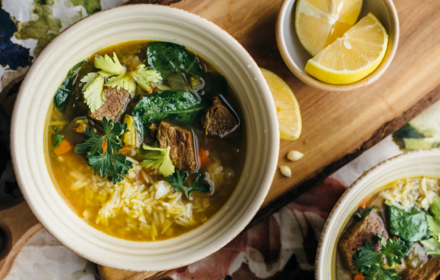 Baharat-Spiced Beef Stew with Lemon and Rice
