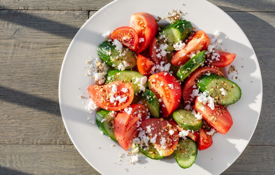 Dukkah-Spiced Tomato & Cucumber Salad with Feta