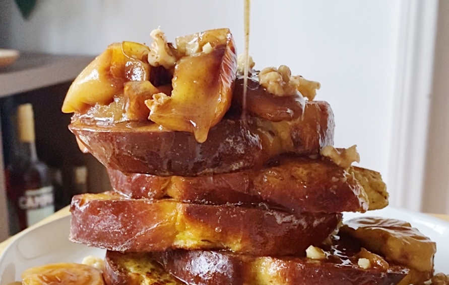 Comforting Challah French Toast with Spiced Apples and Walnuts Template