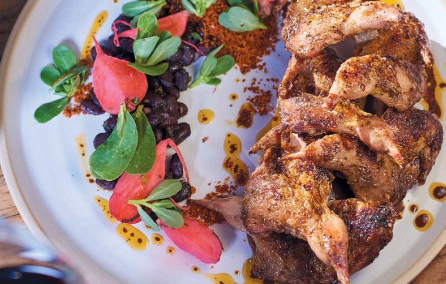 Grilled Valle de Guadalupe Quail with Black Beans