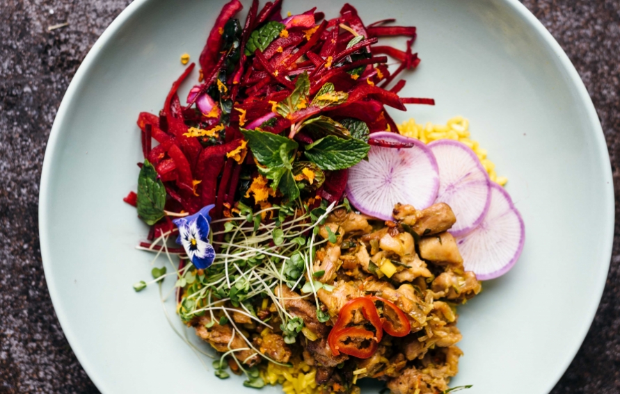 Superfood Lemongrass Chicken with Beet Slaw and Turmeric Ginger Rice