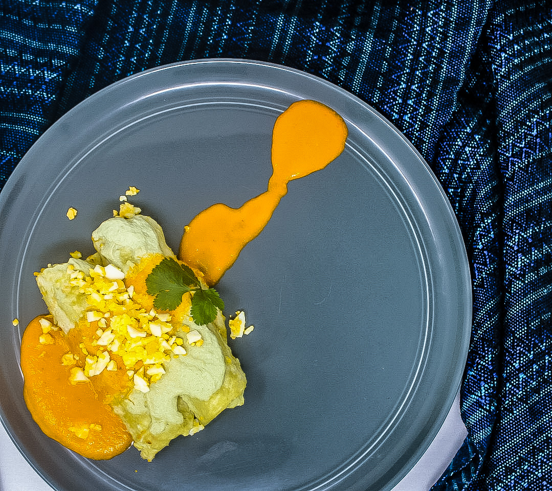 Egg Enchiladas with Pepita and Tomato-Lime Sauces (Papadzules) - Edible San Diego